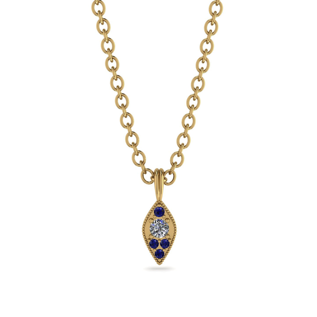 Milgrain Sapphire Necklace - Jessie No. 61