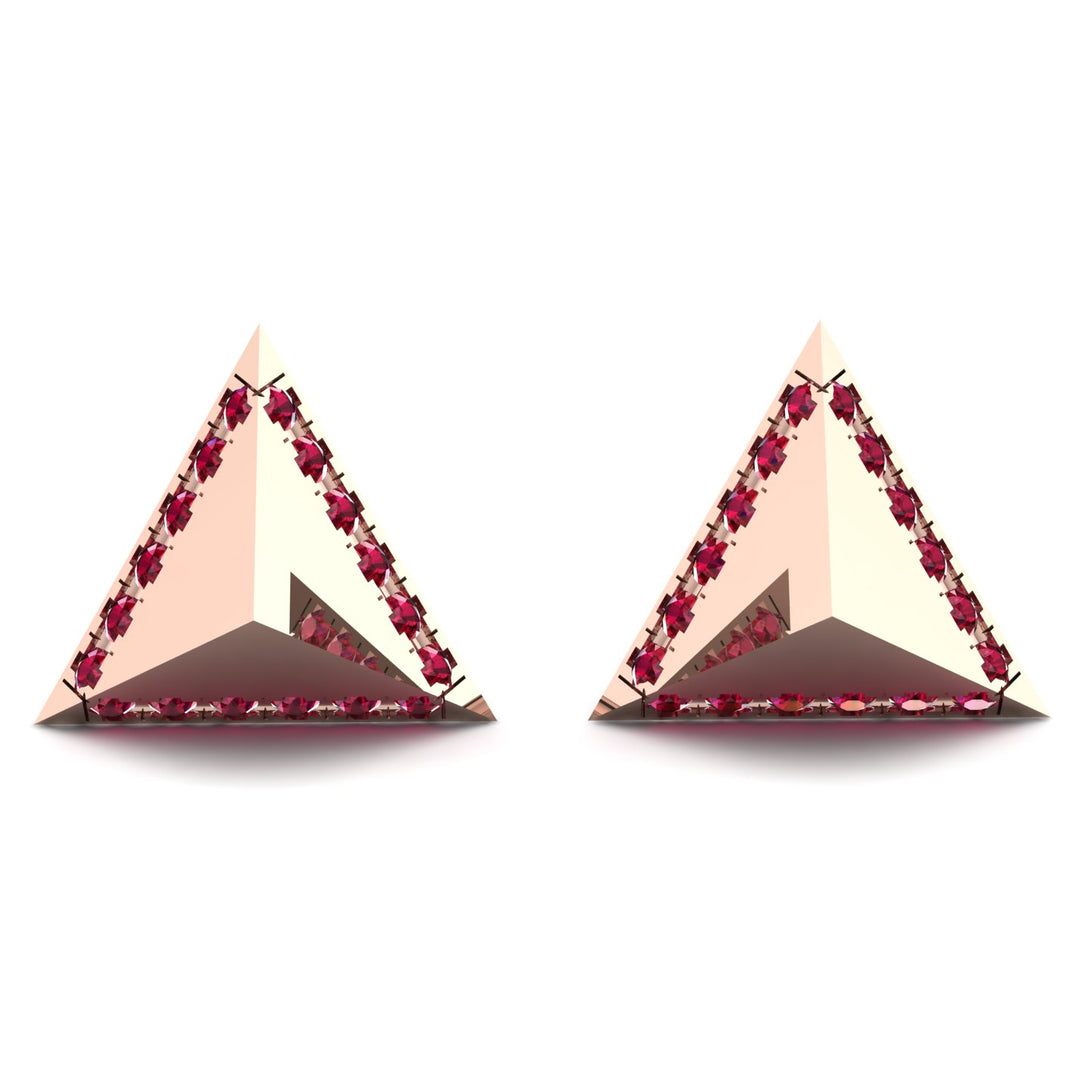 Triangle Ruby Earrings Geometrical - Milan No. 11
