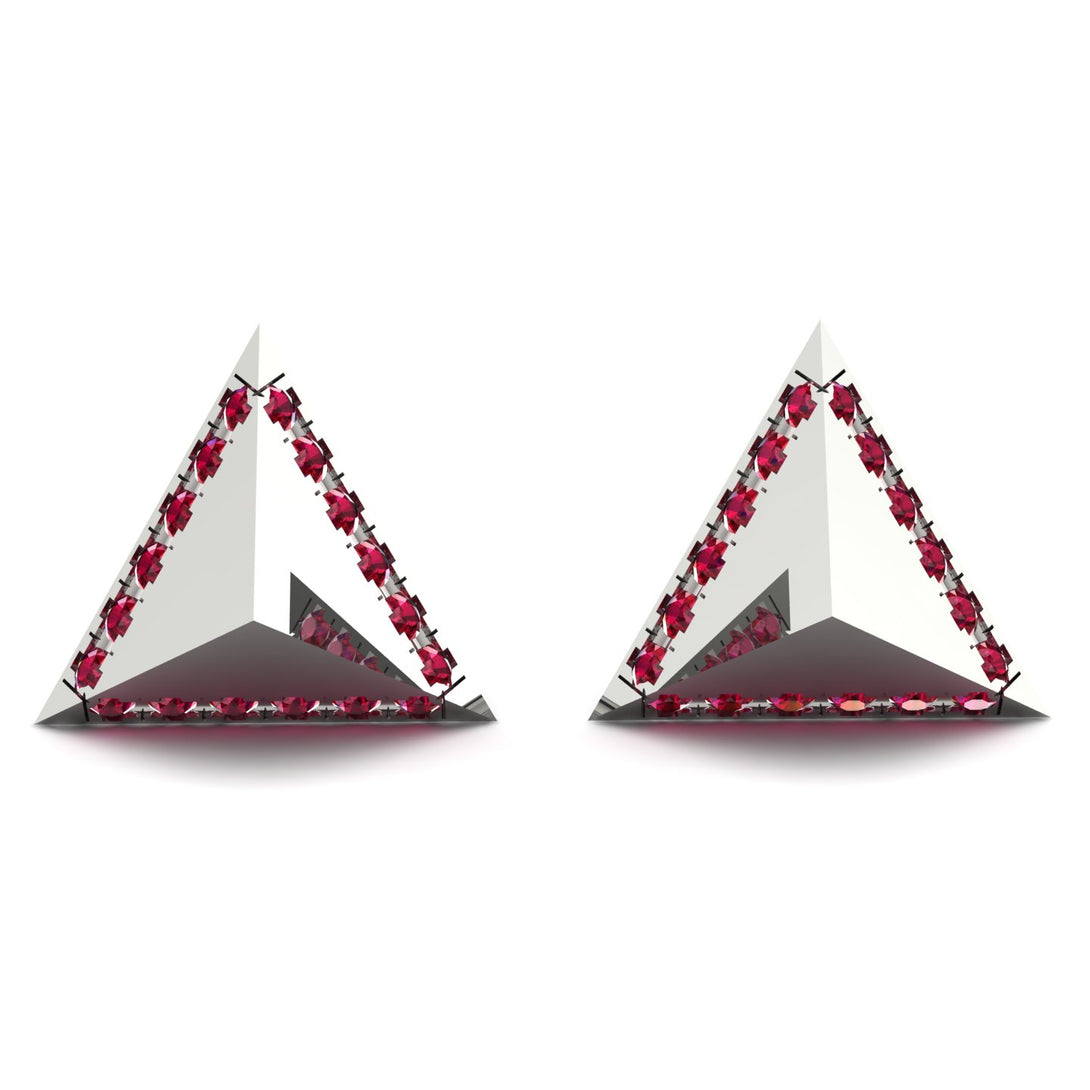 Triangle Ruby Earrings Geometrical - Milan No. 12