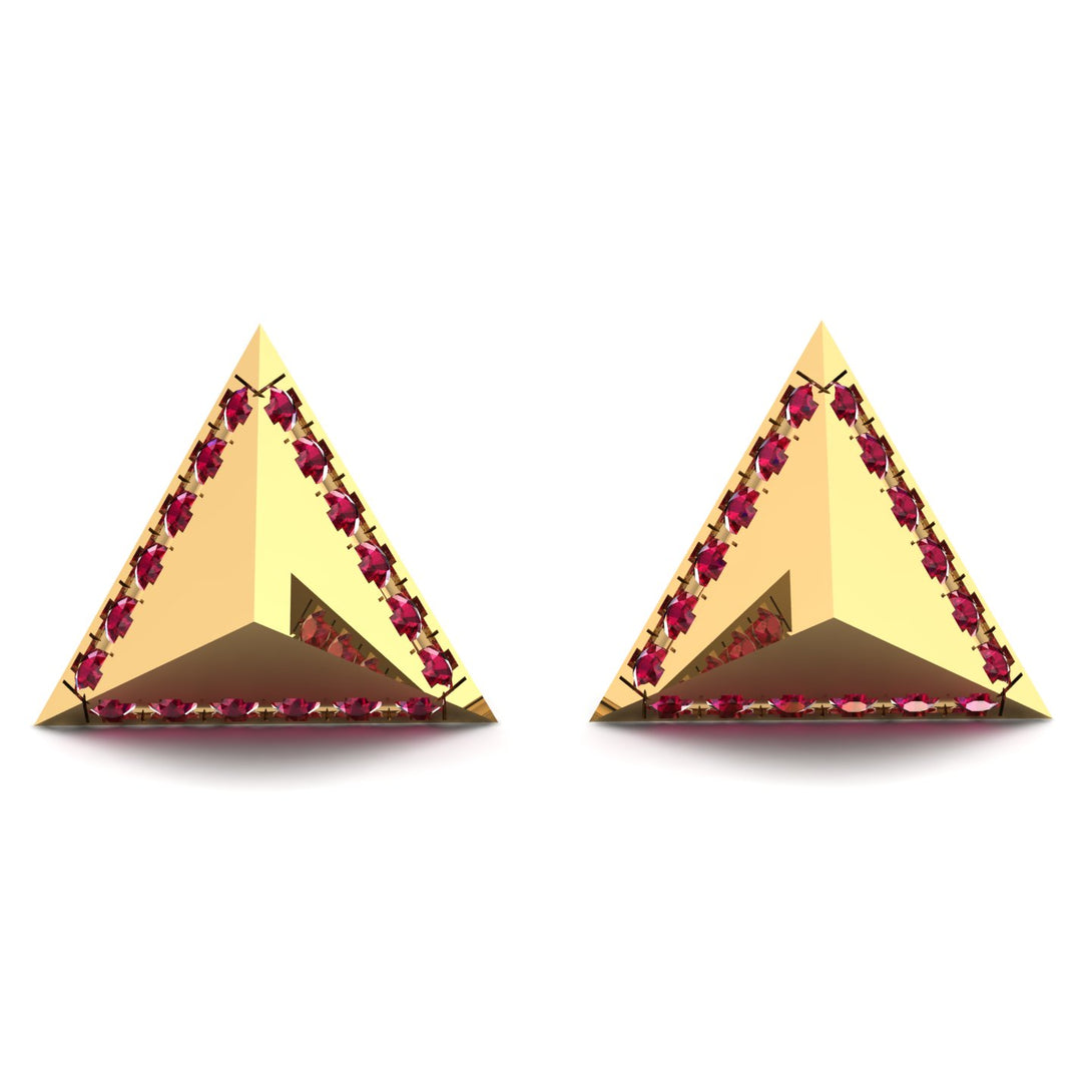 Triangle Ruby Earrings Geometrical - Milan No. 10