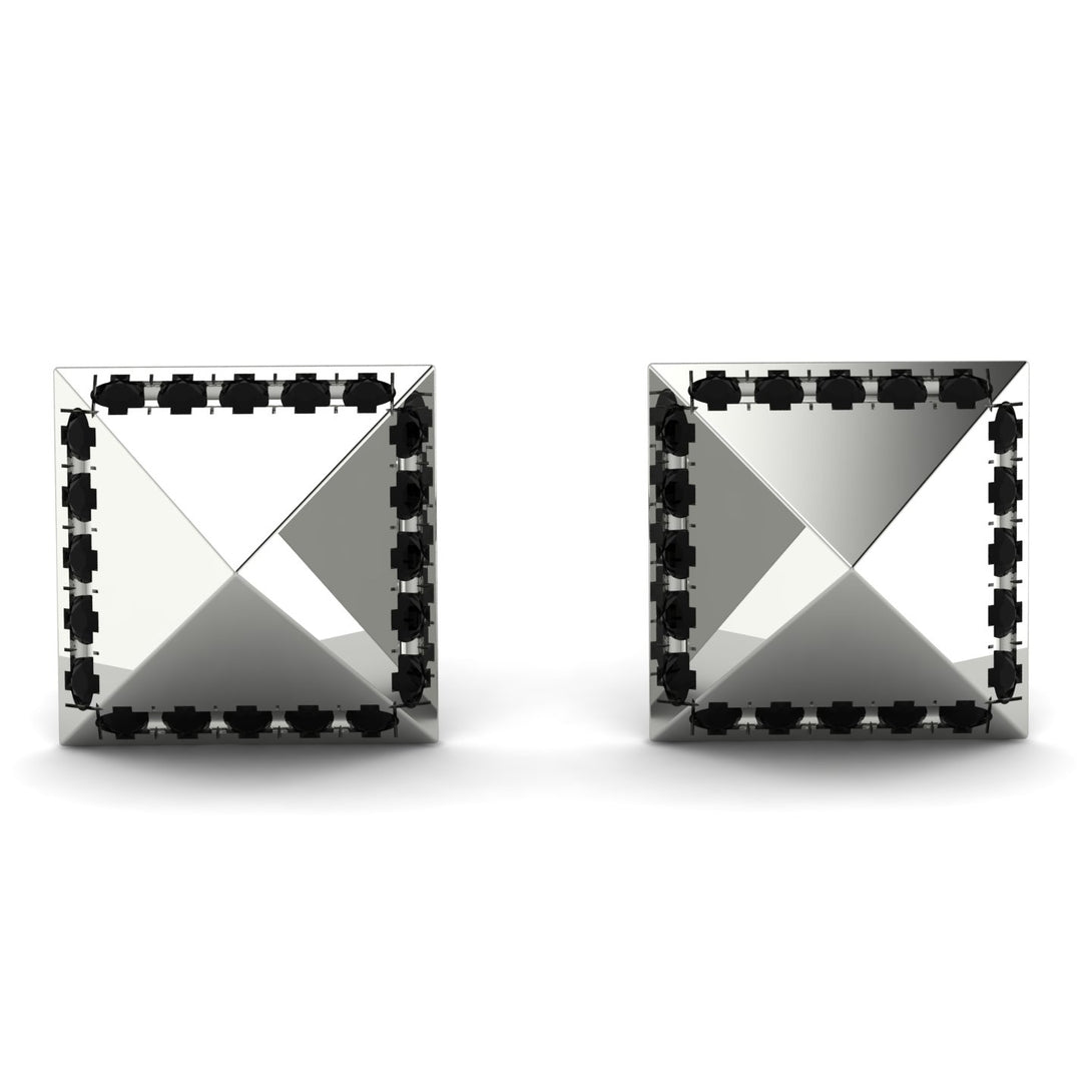 Square Black Diamond Earrings - Elora No. 9
