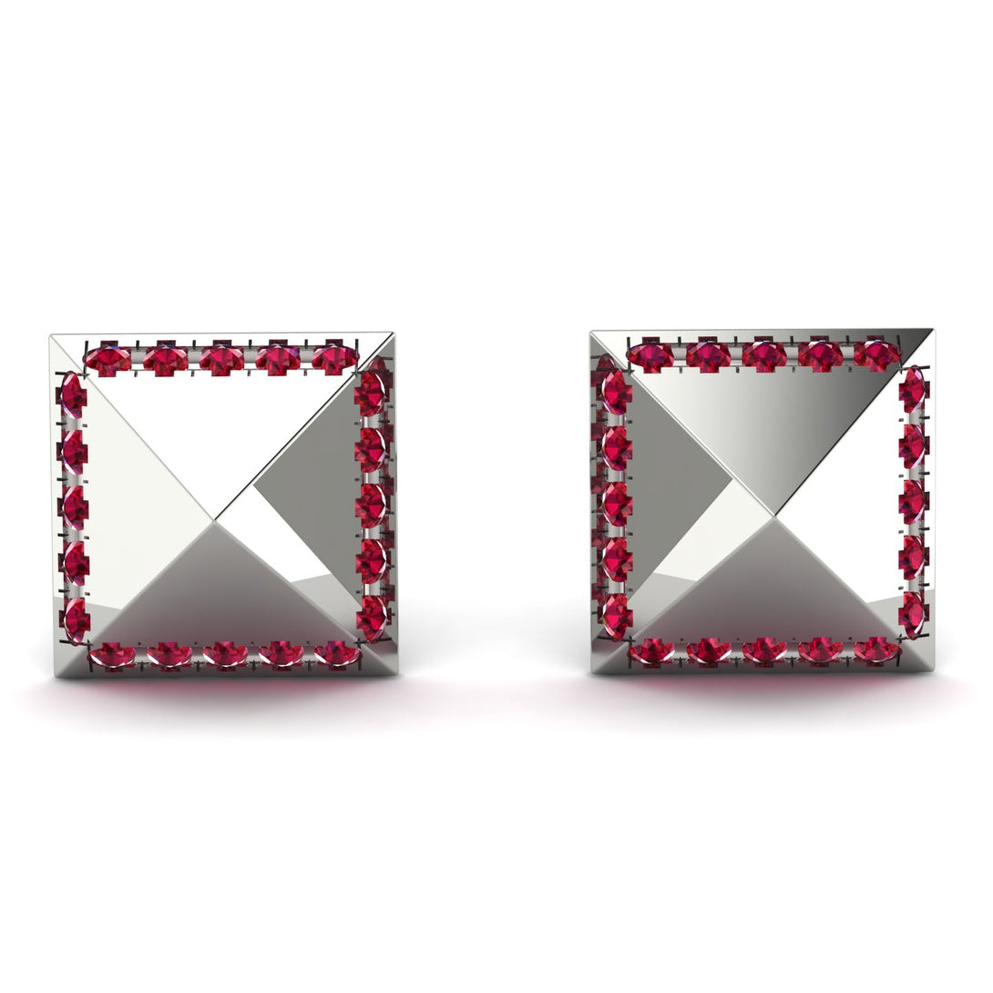 Square Ruby Earrings - Elora No. 12