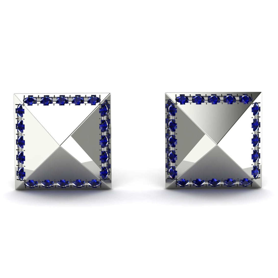 Square Sapphire Earrings - Elora No. 15