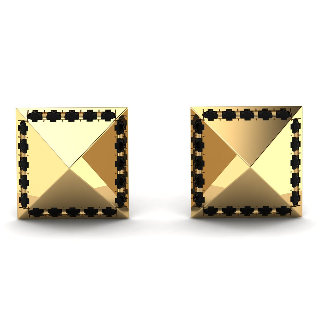 Square Black Diamond Earrings - Elora No. 7