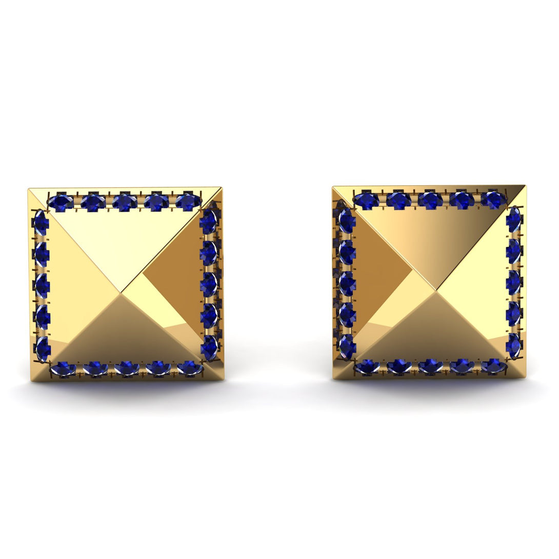 Square Sapphire Earrings - Elora No. 13