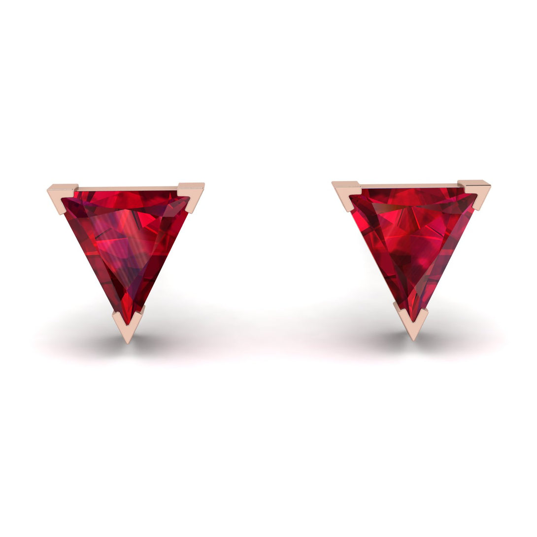 Triangle Cut Ruby Earrings - Clementine No. 11
