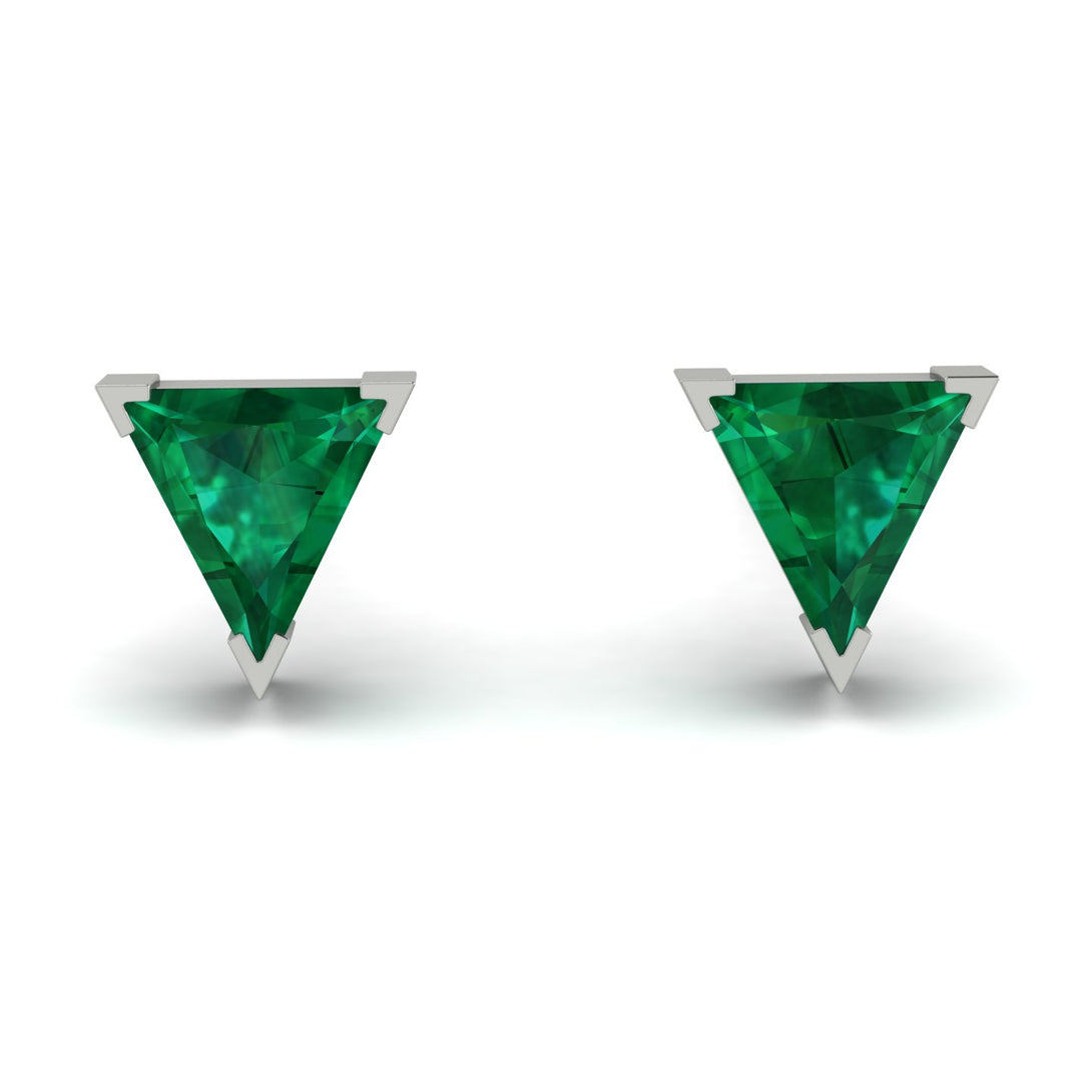 Triangle Cut Emerald Earrings - Clementine No. 6