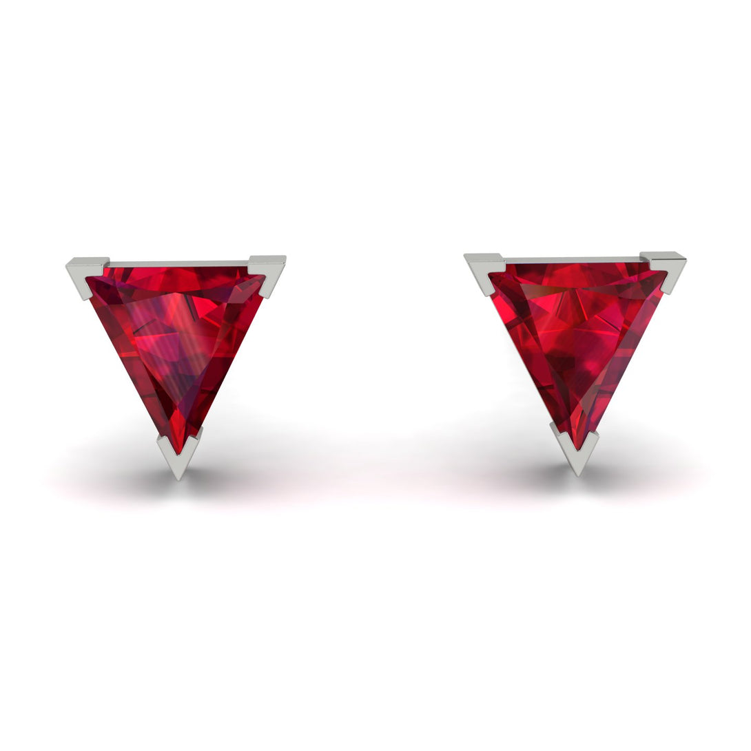 Triangle Cut Ruby Earrings - Clementine No. 12