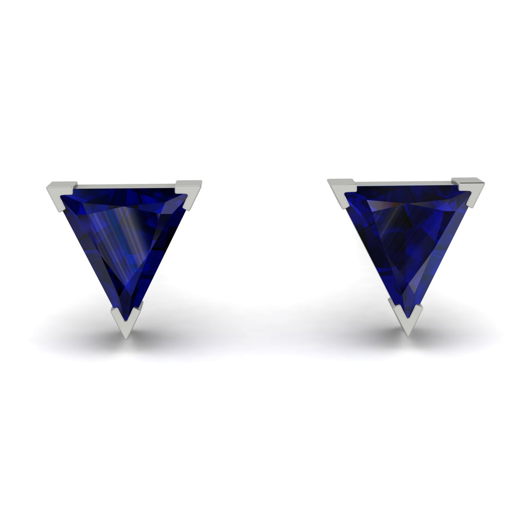 Triangle Cut Sapphire Earrings - Clementine No. 15