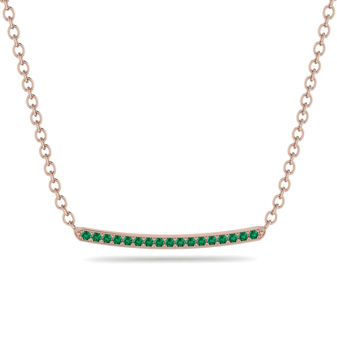 Gold Emerald Necklace Bar - Lilyana No. 5