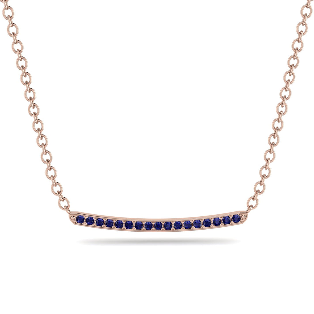 Gold Sapphire Necklace Bar - Lilyana No. 14