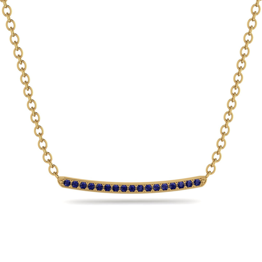 Gold Sapphire Necklace Bar - Lilyana No. 13