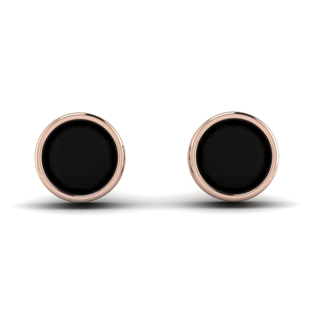 Bezel Stud Black Diamond Earrings - Royal No. 8
