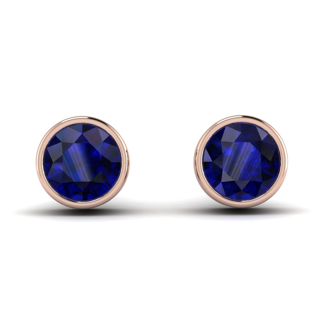 Bezel Stud Sapphire Earrings - Royal No. 14