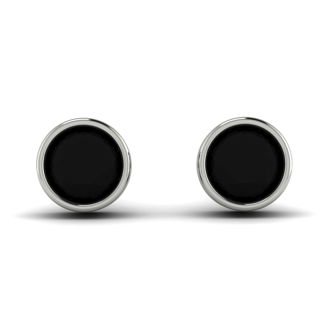Bezel Stud Black Diamond Earrings - Royal No. 9