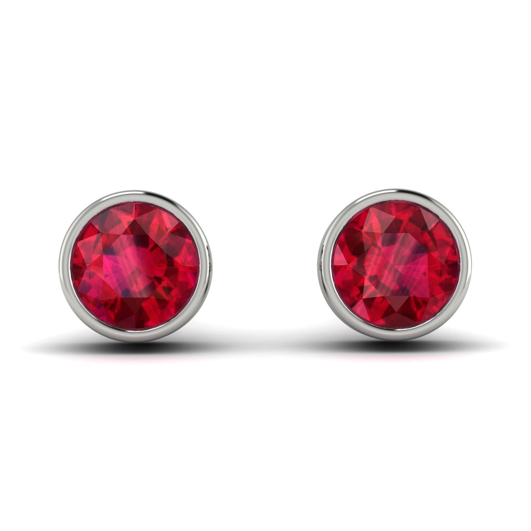 Bezel Stud Ruby Earrings - Royal No. 12