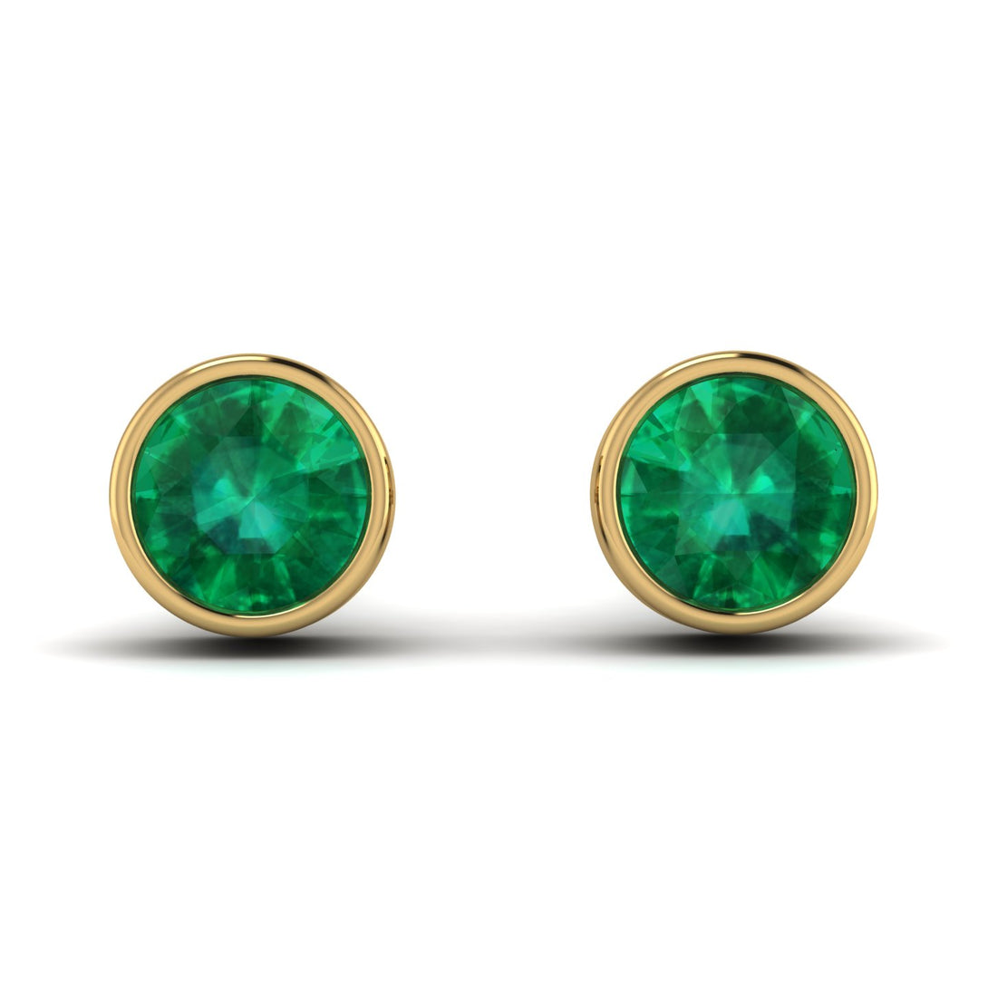 Bezel Stud Emerald Earrings - Royal No. 4