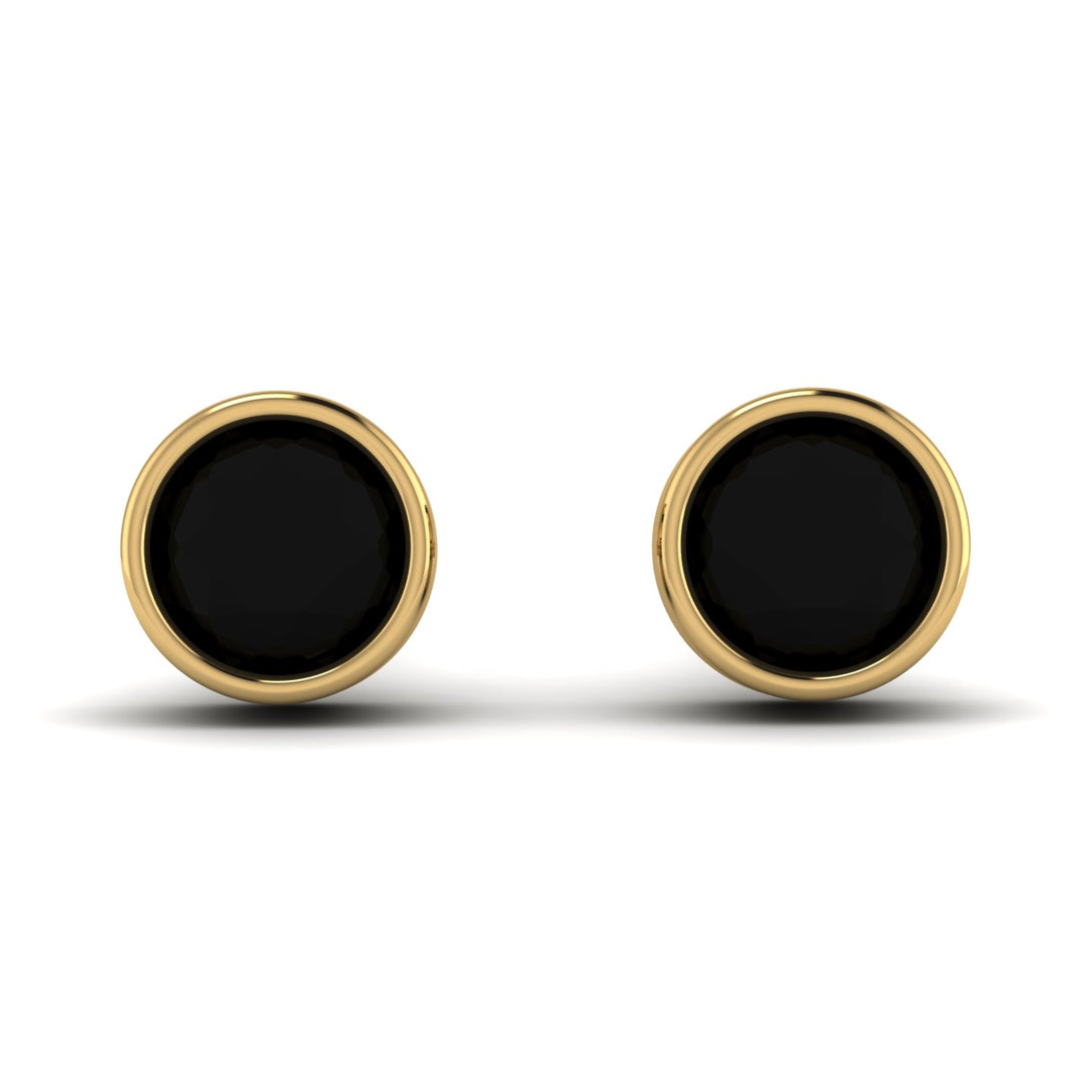 Bezel Stud Black Diamond Earrings - Royal No. 7