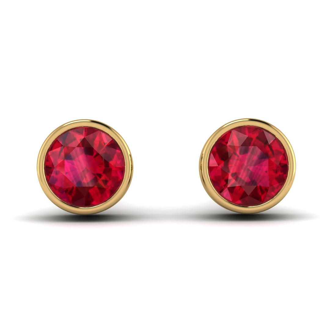 Bezel Stud Ruby Earrings - Royal No. 10