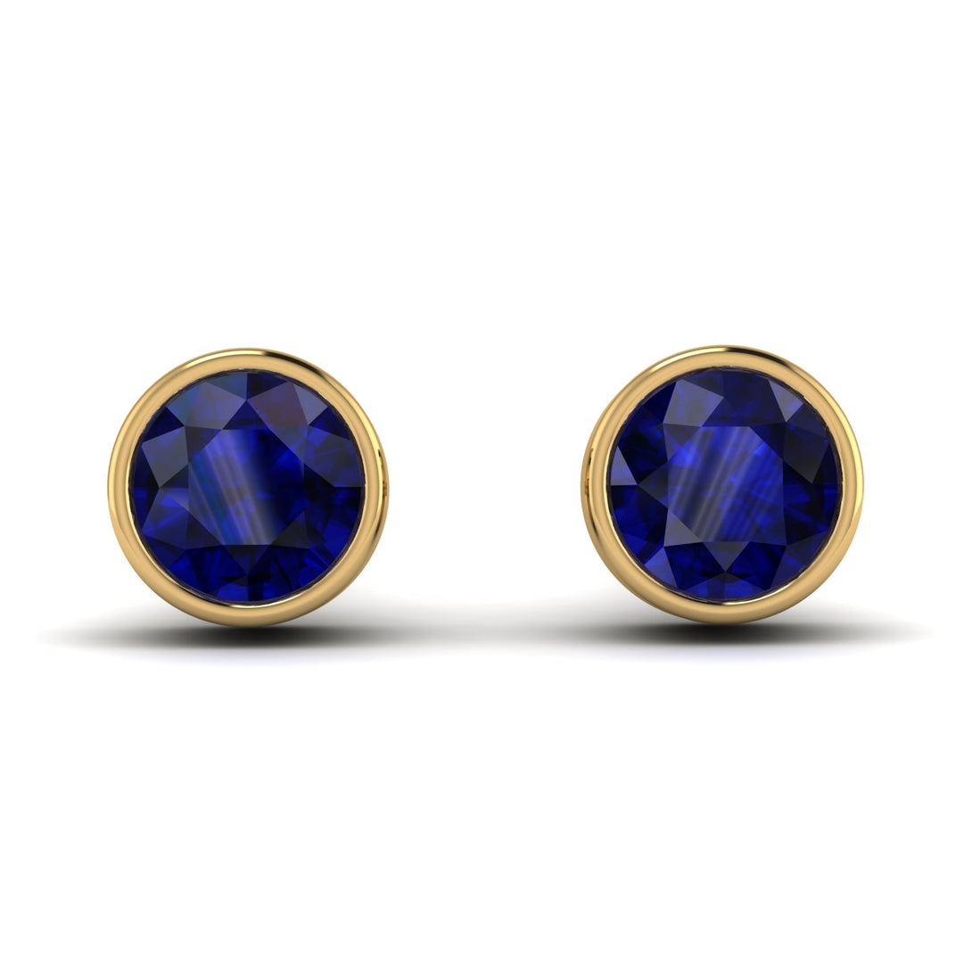 Bezel Stud Sapphire Earrings - Royal No. 13