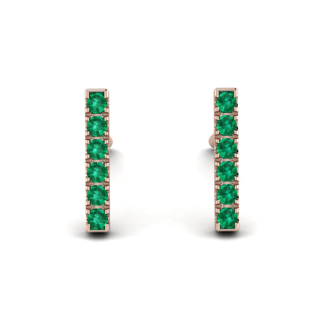 Geometrical Gold Bar Emerald Earrings - Bonnie No. 5