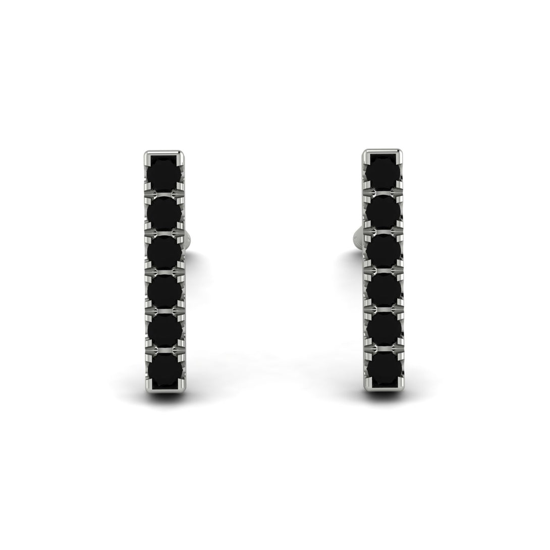 Geometrical Gold Bar Black Diamond Earrings - Bonnie No. 9