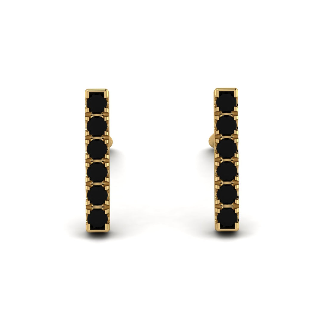 Geometrical Gold Bar Black Diamond Earrings - Bonnie No. 7