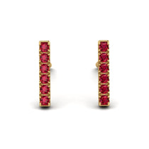 Geometrical Gold Bar Ruby Earrings - Bonnie No. 10 image 1