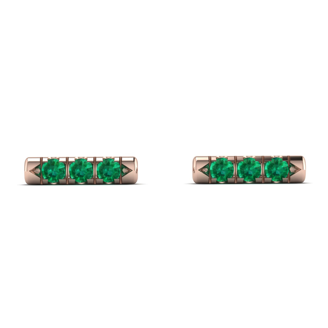 3 Emeralds Stud Earrings - Mina No. 5