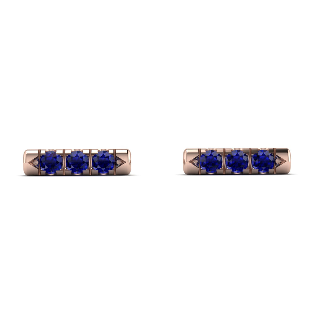 3 Sapphires Stud Earrings - Mina No. 14