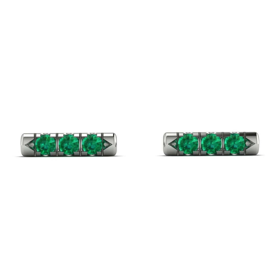 3 Emeralds Stud Earrings - Mina No. 6