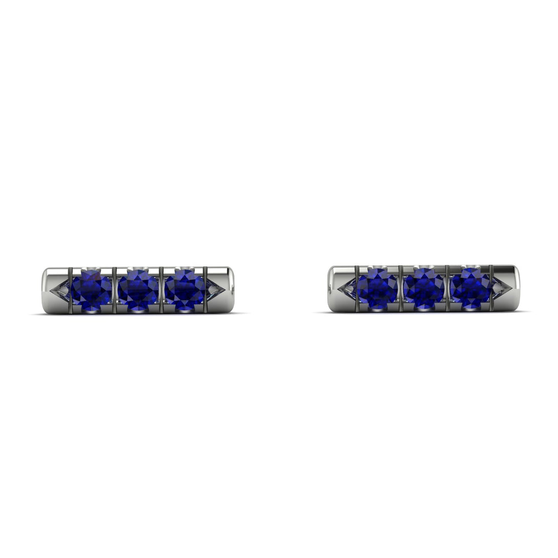 3 Sapphires Stud Earrings - Mina No. 15