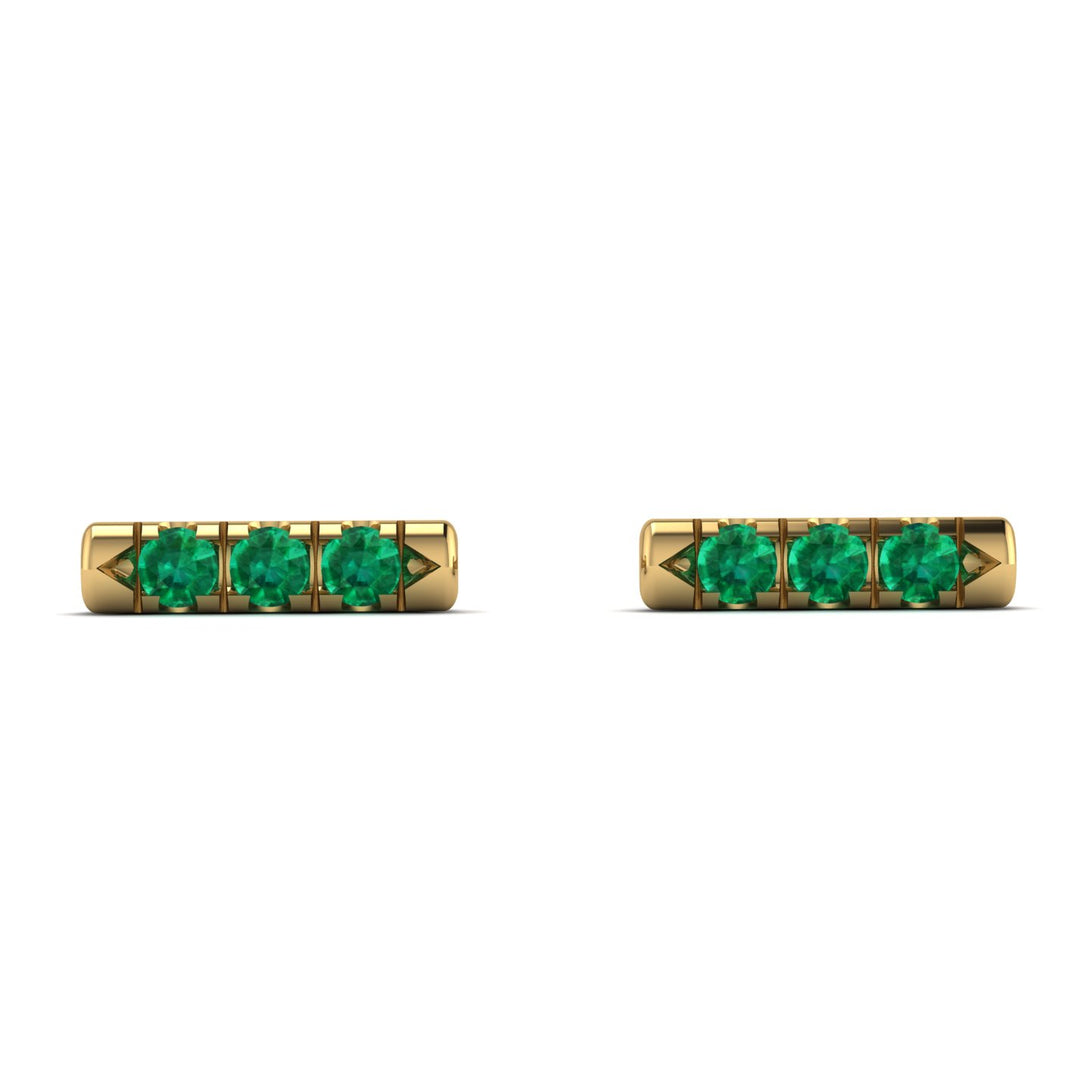 3 Emeralds Stud Earrings - Mina No. 4