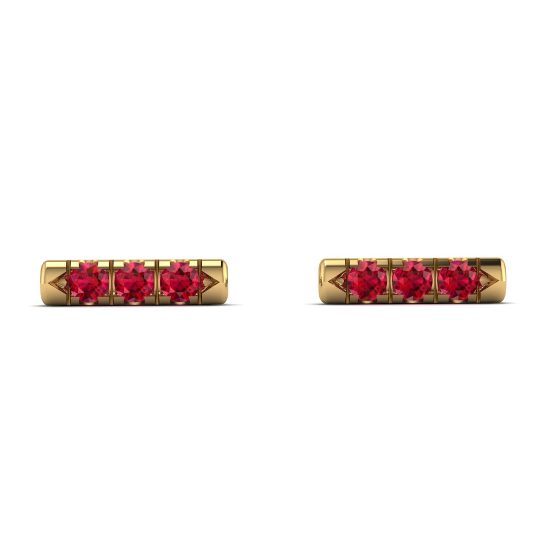 3 Rubys Stud Earrings - Mina No. 10