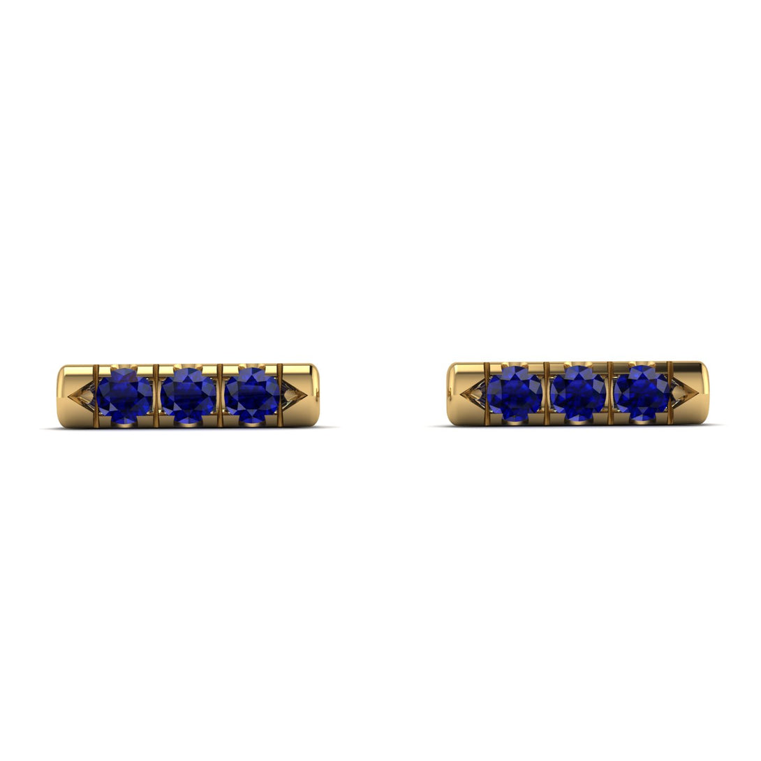 3 Sapphires Stud Earrings - Mina No. 13