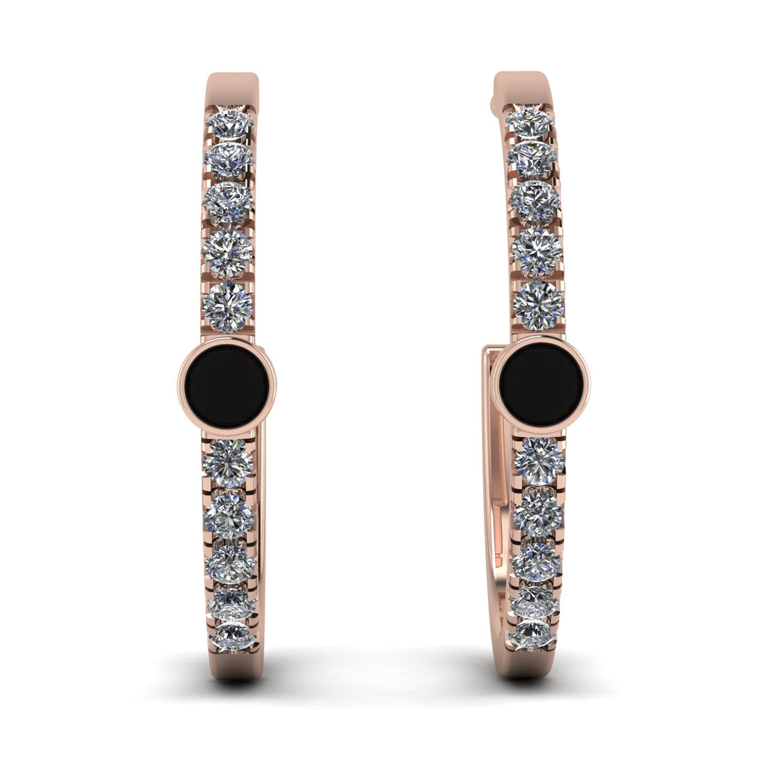 Hoop Black Diamond Earrings Micro Pave - Ansley No. 8