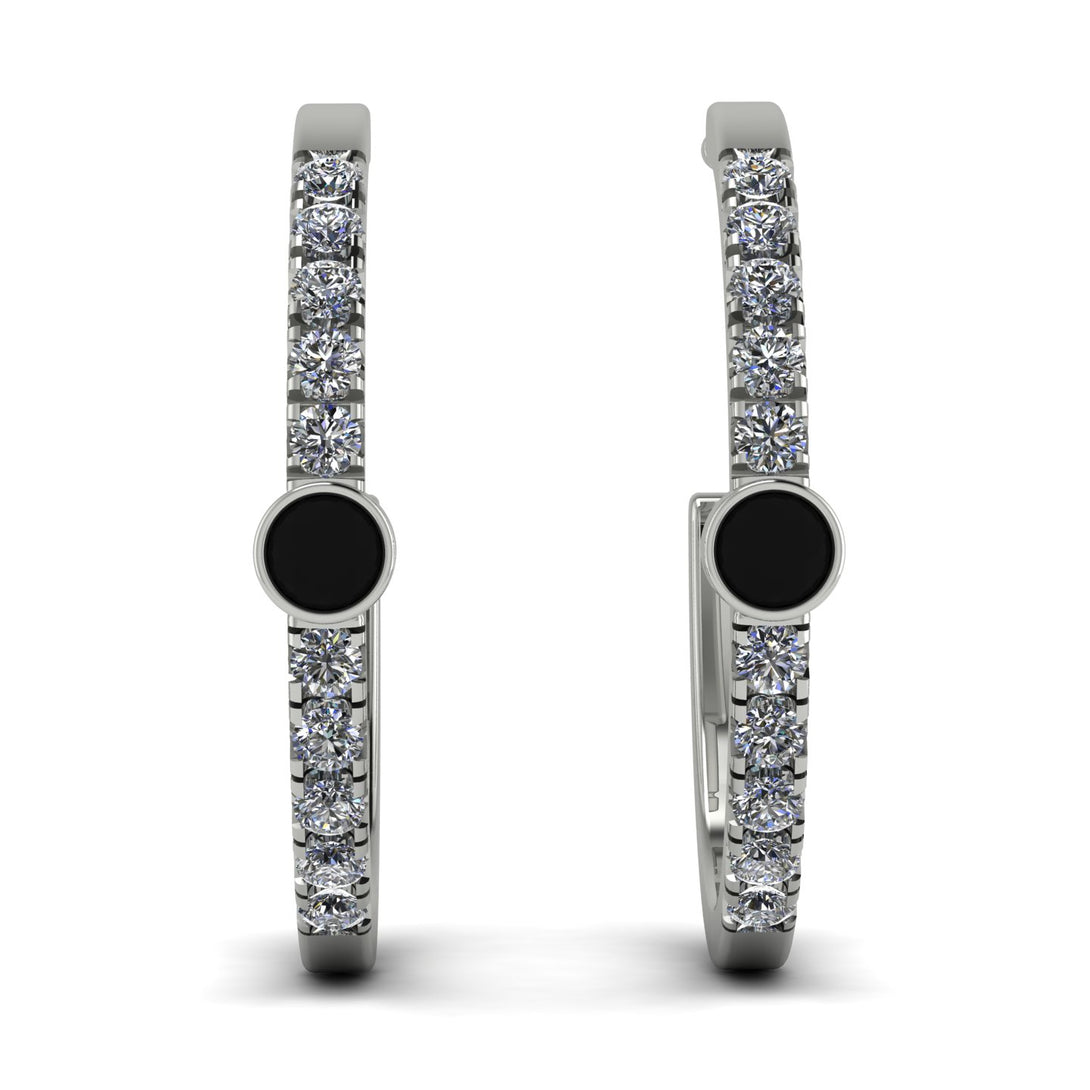 Hoop Black Diamond Earrings Micro Pave - Ansley No. 9