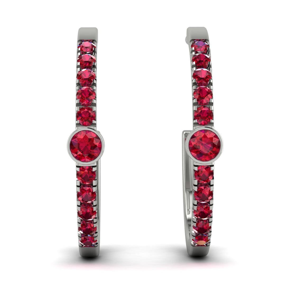 Hoop Ruby Earrings Micro Pave - Ansley No. 57