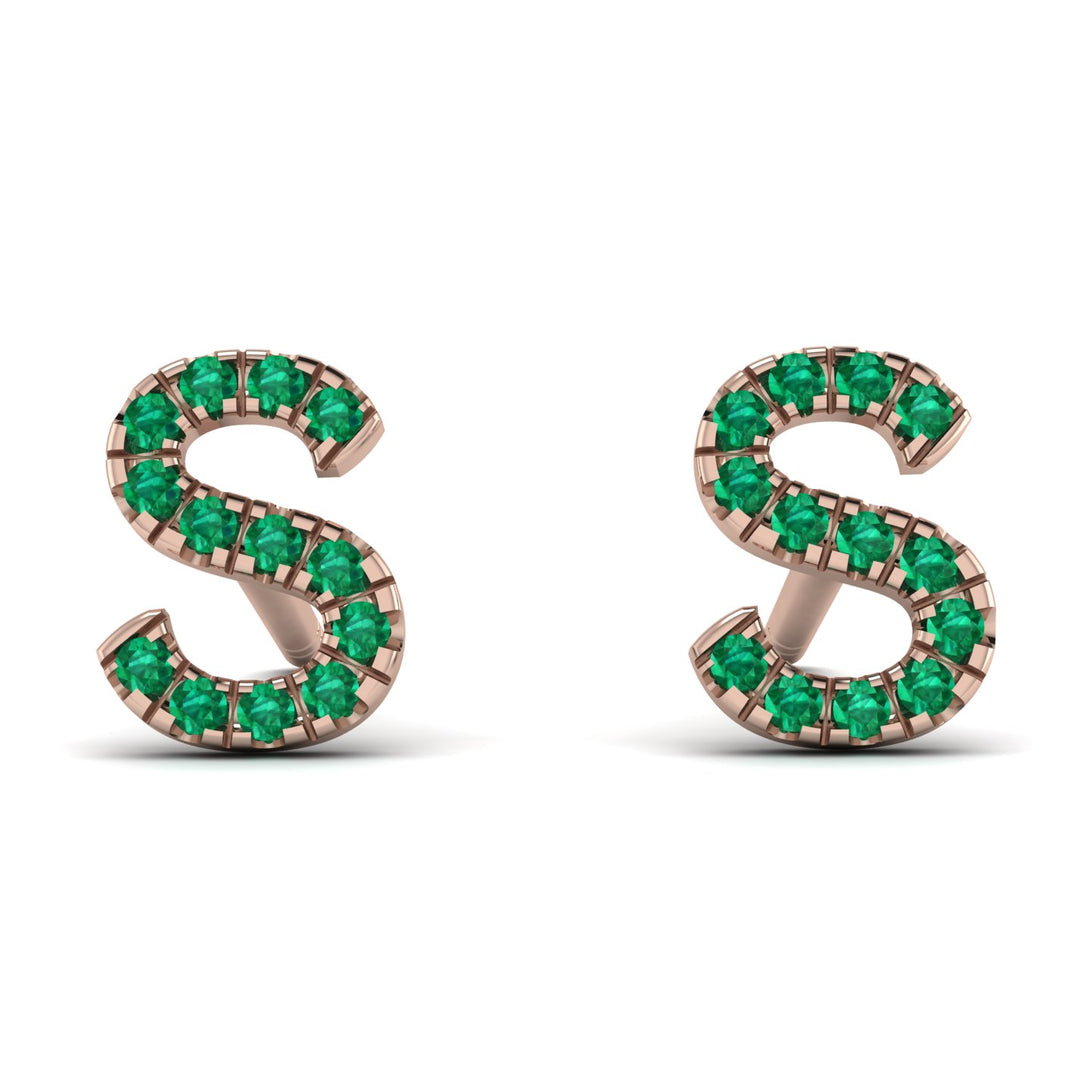 Personalised Initial Emerald Earrings - Gloria No. 5