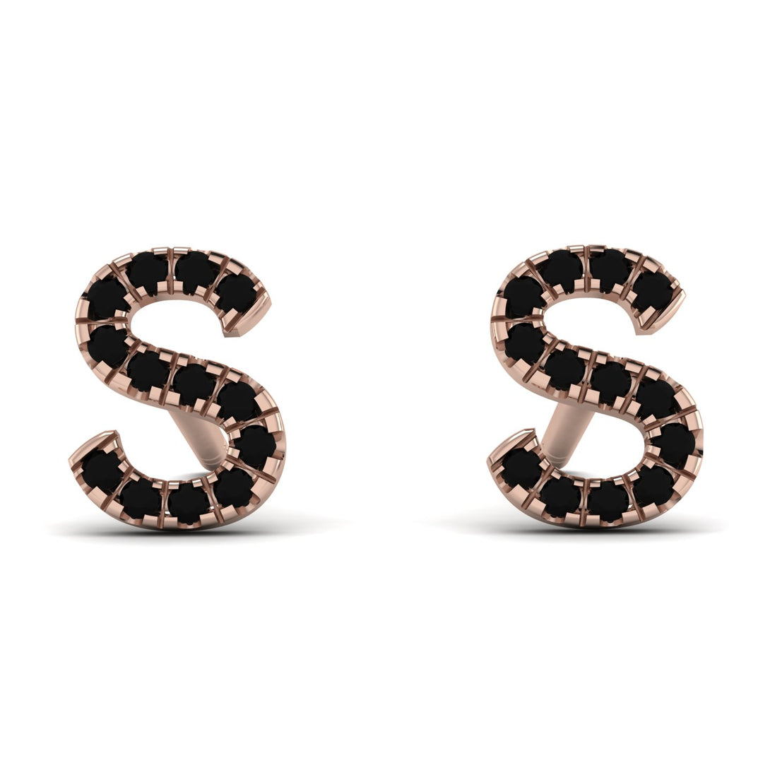 Personalised Initial Black Diamond Earrings - Gloria No. 8