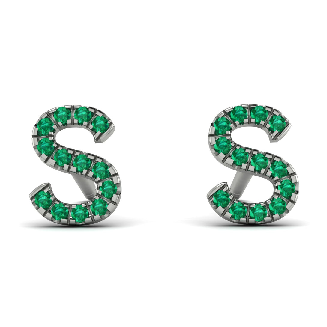 Personalised Initial Emerald Earrings - Gloria No. 6