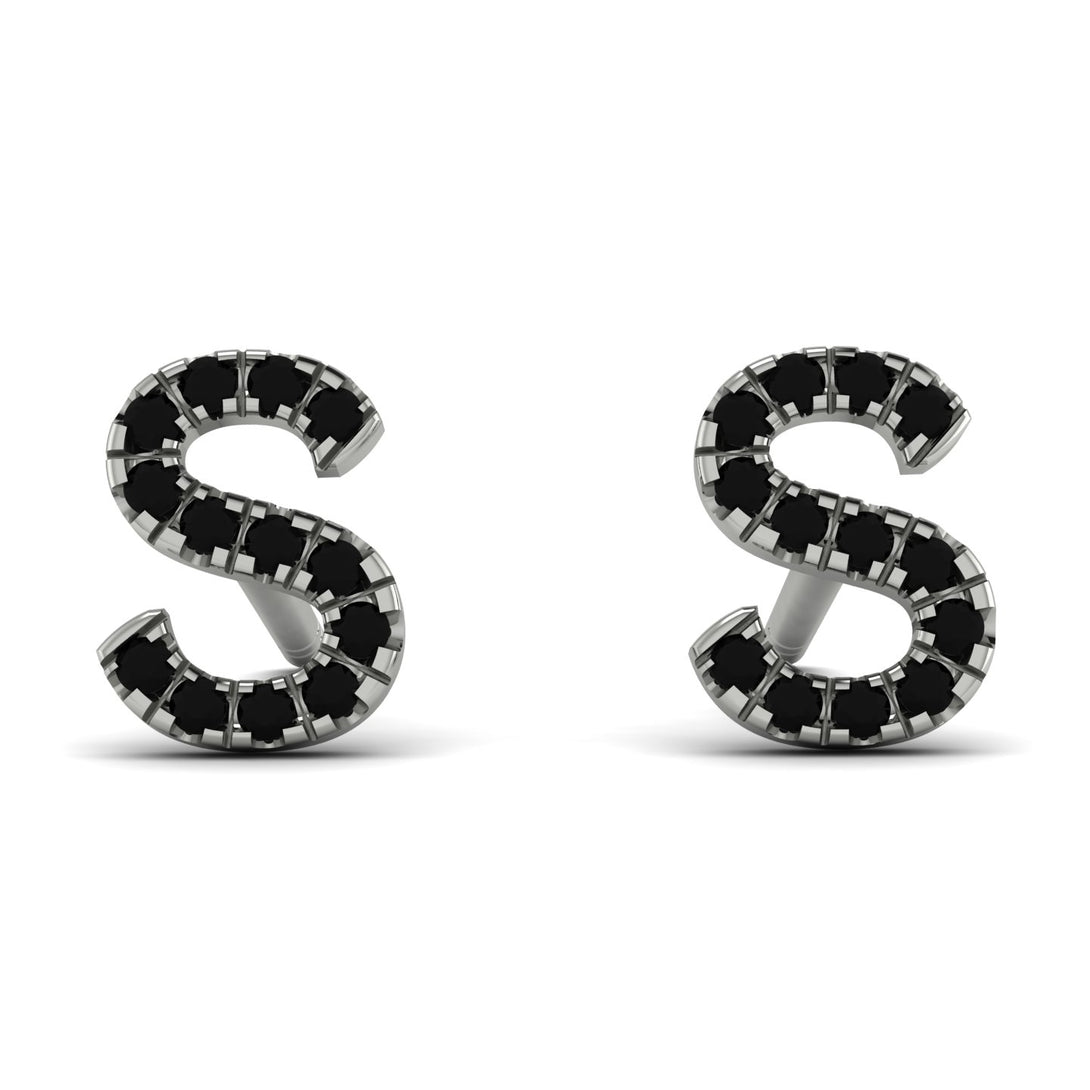 Personalised Initial Black Diamond Earrings - Gloria No. 9