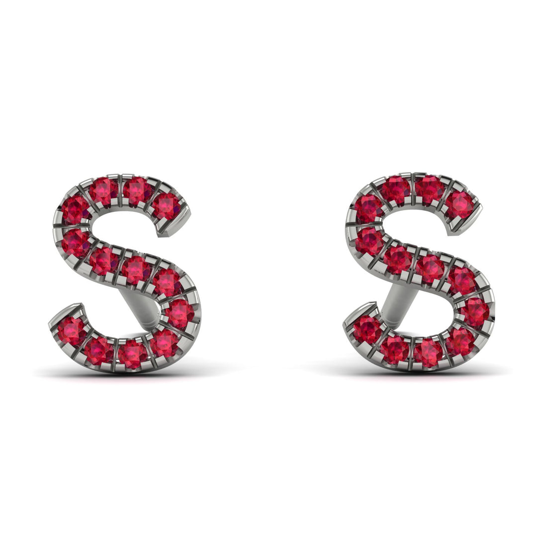 Personalised Initial Ruby Earrings - Gloria No. 12