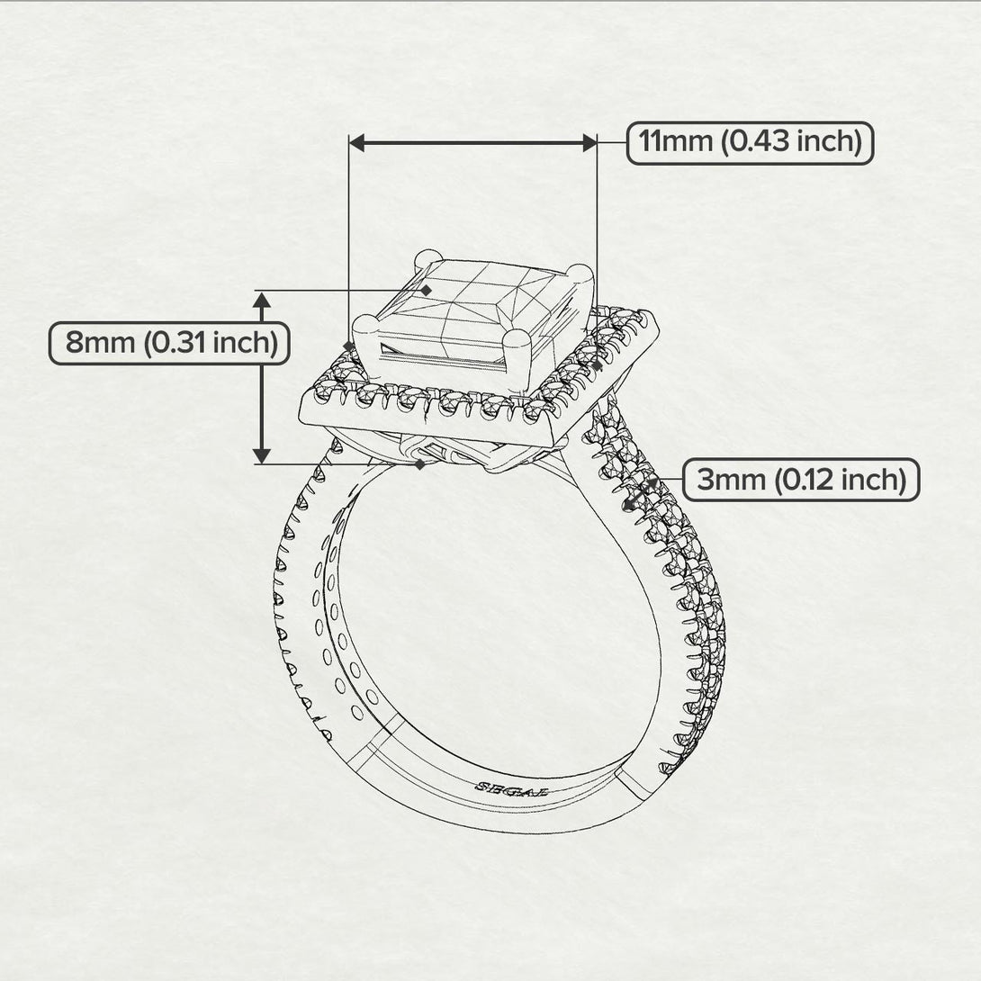 Two Tones Gorgeous Princess Cut Diamond Pave Double Shank Engagement Ring With Hidden Stone - Margot No. 78
