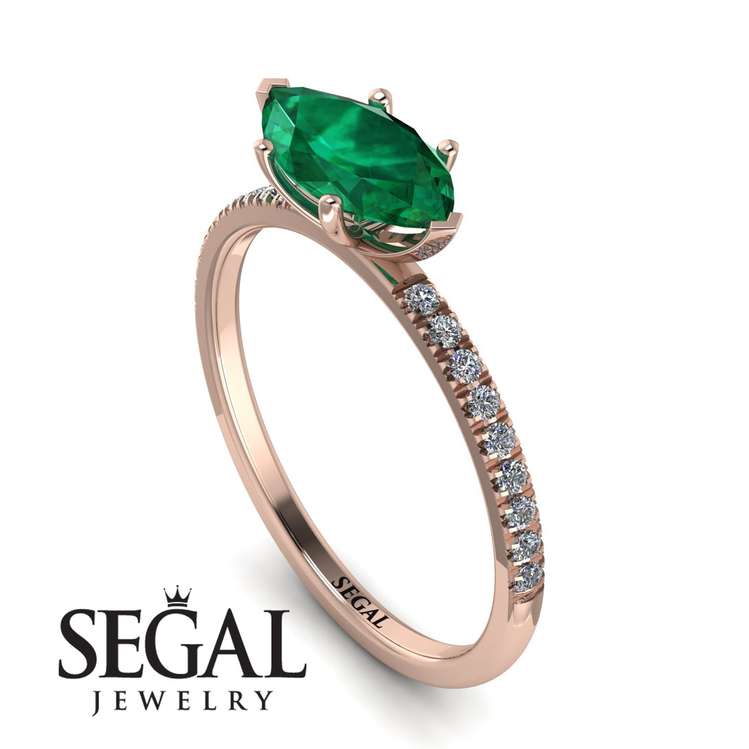 Marqise Emerald Engagement Ring - Lola No. 5
