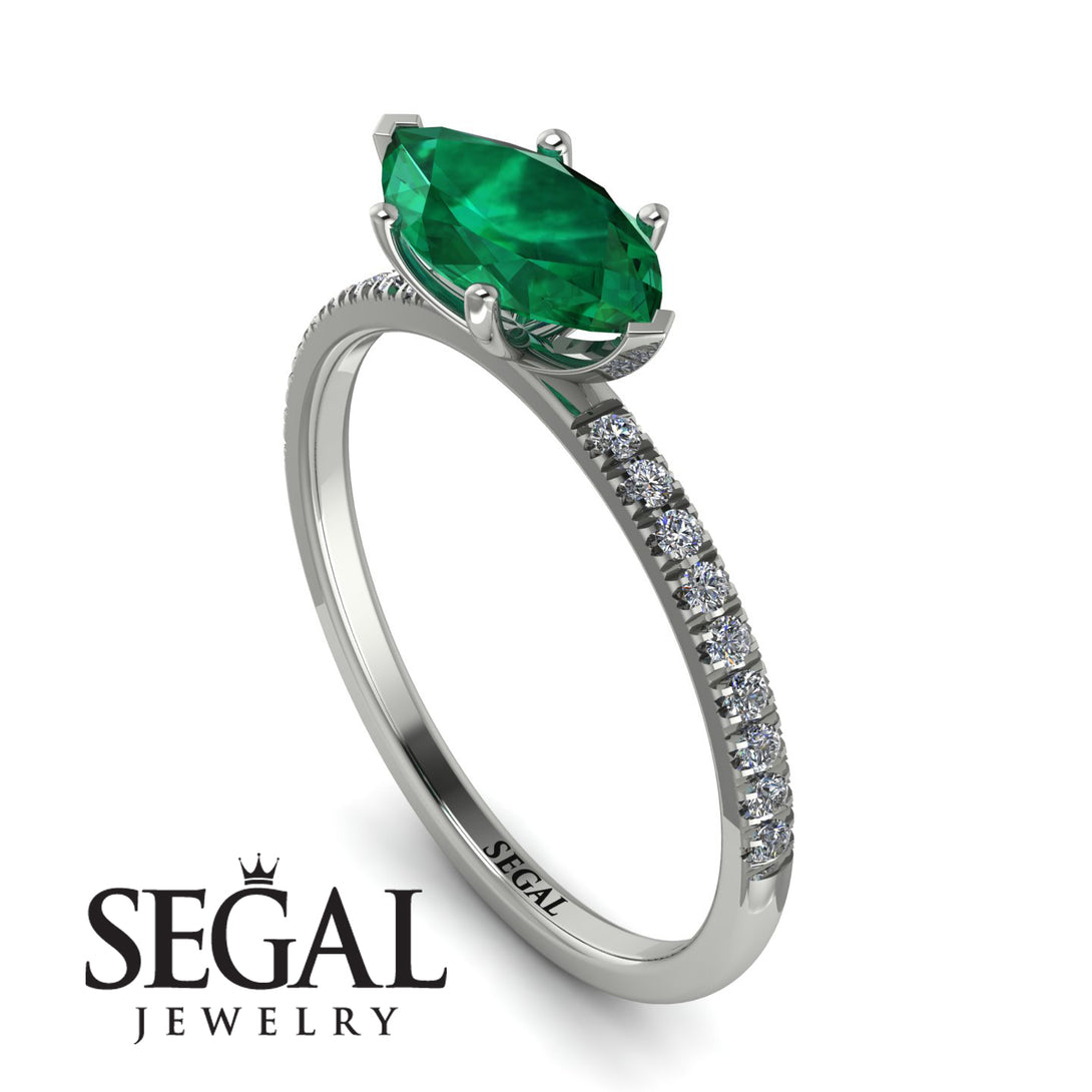 Marqise Emerald Engagement Ring - Lola No. 6