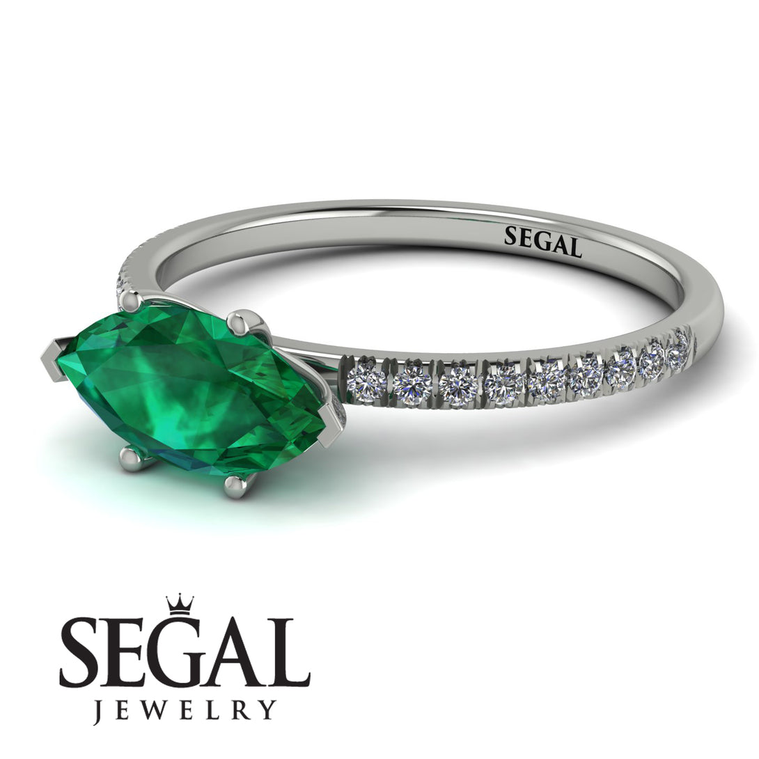 Marqise Emerald Engagement Ring - Lola No. 6