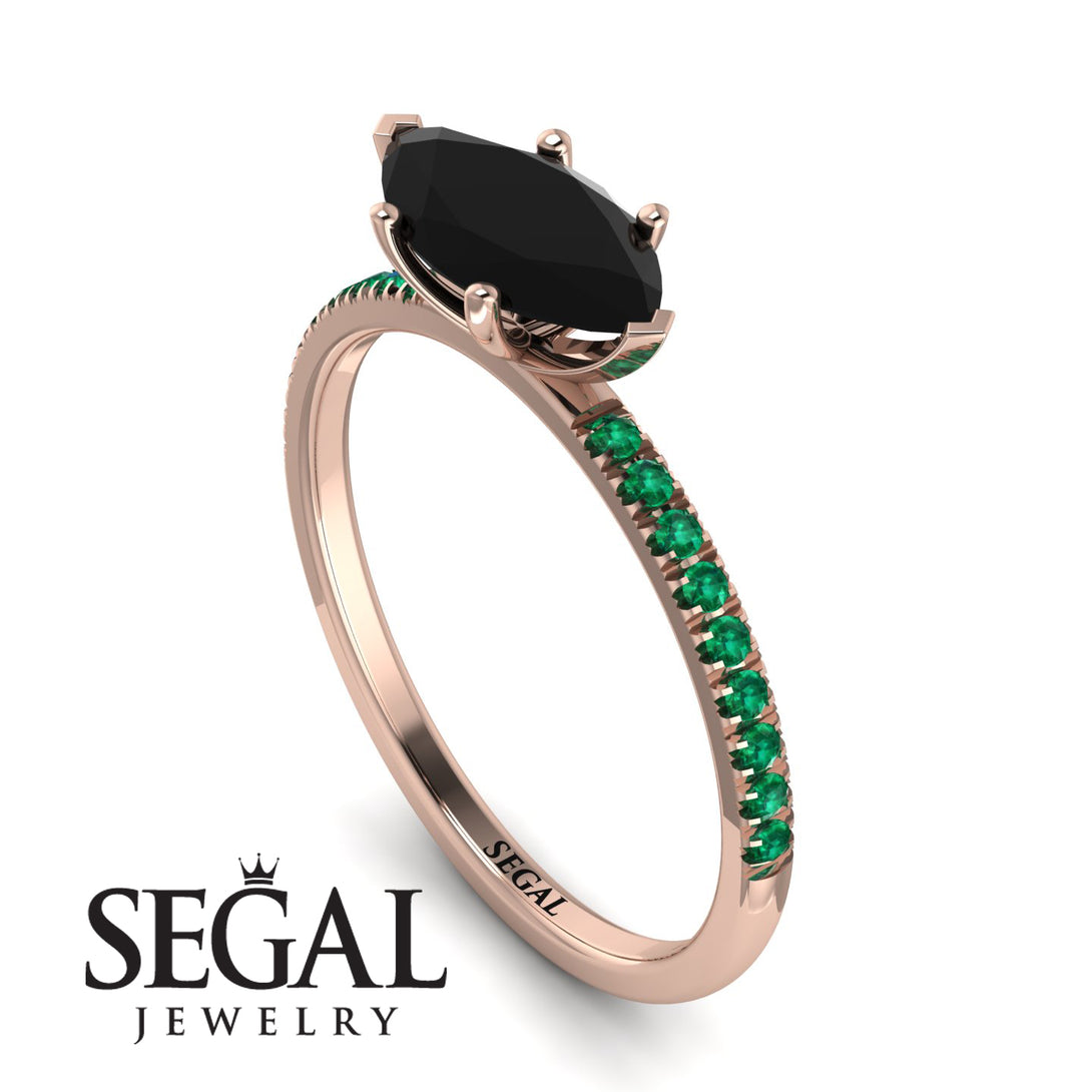 Marqise Black Diamond Engagement Ring - Lola No. 23