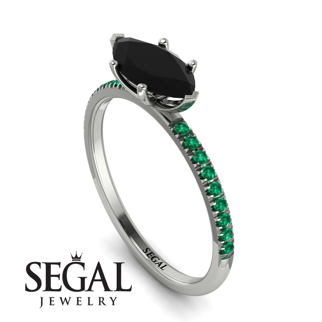 Marqise Black Diamond Engagement Ring - Lola No. 24