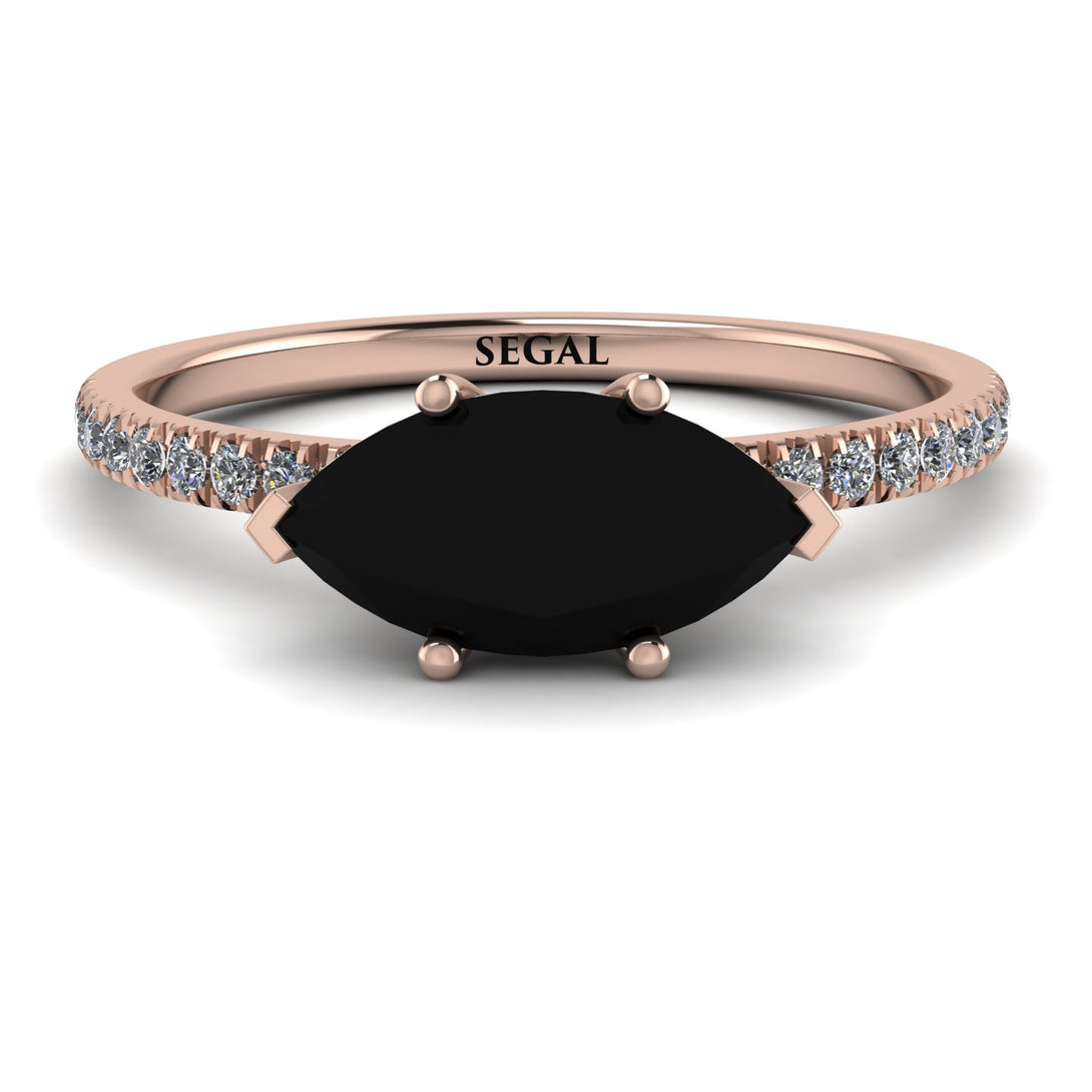 Marqise Black Diamond Engagement Ring - Lola No. 8